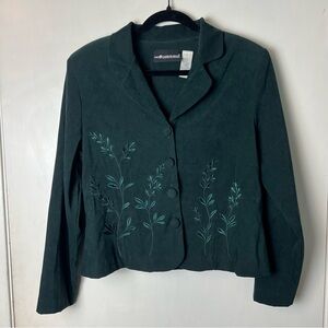 Sag Harbor‎ - Vintage Women’s Forest Green Blazer Embroidered 90s - Sz. 12
